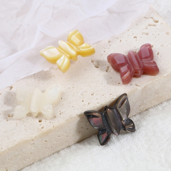 昆虫 天然 シェル ビーズ 蝶 多色 約 11mmx 9mm、 1 個 の画像