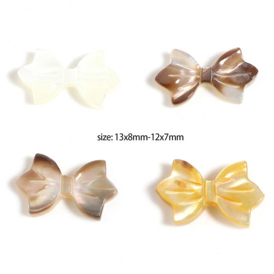 Picture of Natural Shell Loose Beads Bowknot Multicolor About 13mm x 8mm, 2 PCs