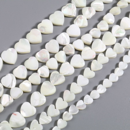 Valentine's Day Natural Shell Loose Beads Heart Creamy-White 1 Strand