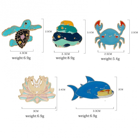 Immagine di Lega di Zinco Gioielli Oceanici Spilla Tartaruga di Mare Blu 43mm x 25mm, 1 Pz