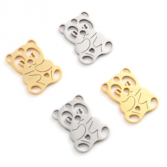 Picture of Stainless Steel Charms Bear Animal Multicolor 2 PCs