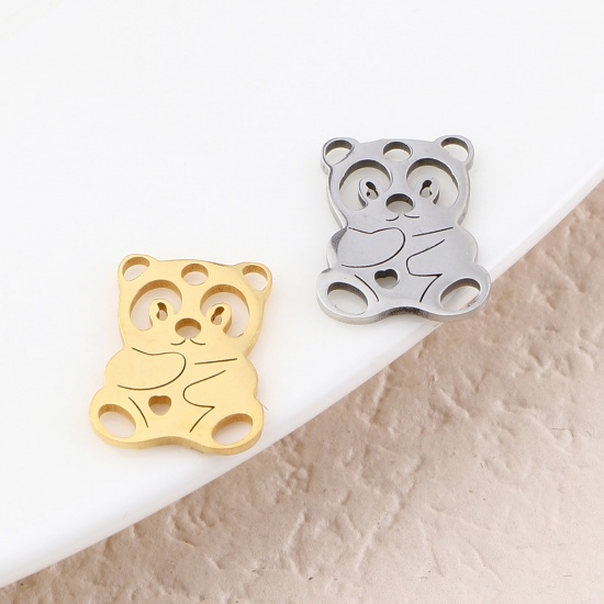 Picture of Stainless Steel Charms Bear Animal Multicolor 2 PCs