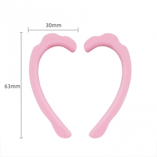 Picture of Pink - 4# Anti-slip Washable Reusable Silicone Mask Ear Protector Saver For Effectively Alleviate Ear Discomfort 6.3x3cm, 10 Pairs