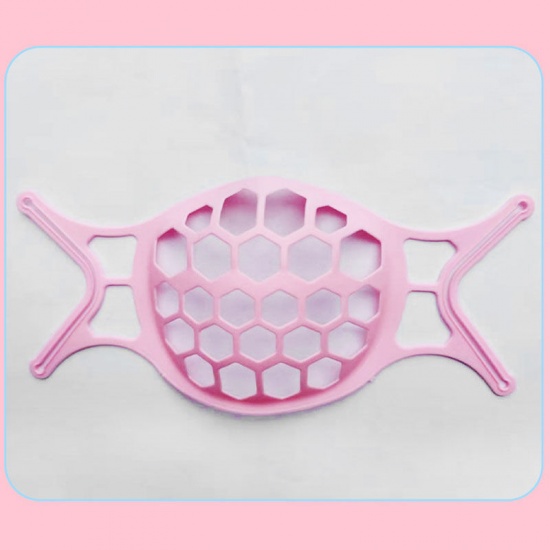 Immagine di Pink - 5# Washable Reusable TPR Soft Silicone Face Mask Inner Support Inserts Frame For Extra Space And Comfortable Breathing Room 18x8.6cm, 10 PCs