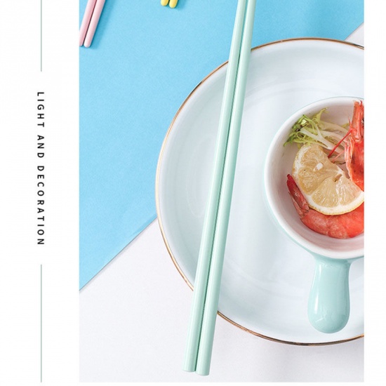 Immagine di Light Green - 8# Creative Colorful Glaze Anti-mold Ceramic Chopsticks Flatware Cutlery Tableware 24.5cm long, 1 Pair