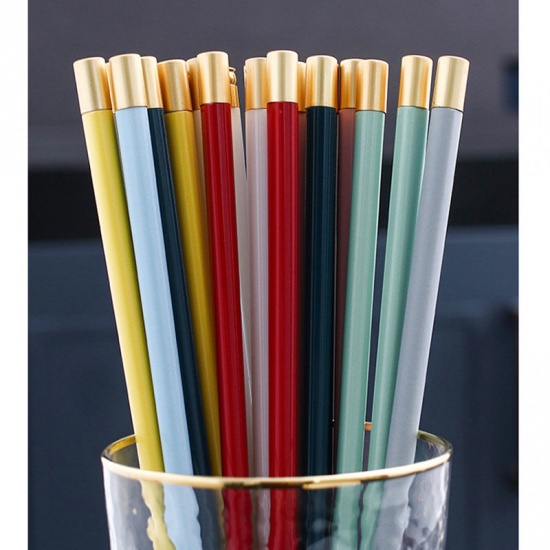 Immagine di Yellow - 9# Colorful Creative Anti-mold Ceramic Chopsticks Flatware Cutlery Tableware 24.5cm long, 1 Pair