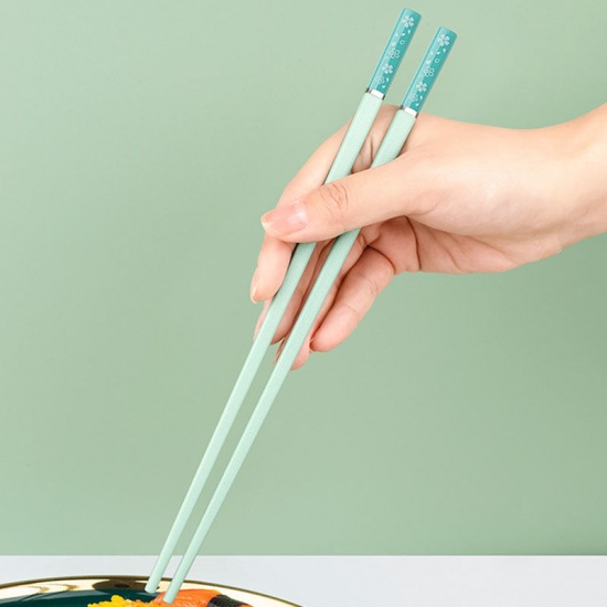 Picture of Pink - 2# Sakura Creative Anti-mold Alloy Chopsticks Flatware Cutlery Tableware 24.3cm long, 1 Pair