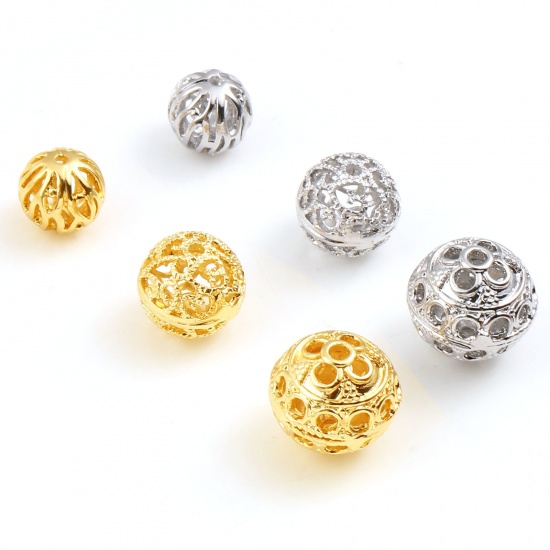 Picture of Brass Beads Multicolor Round Filigree 2 PCs                                                                                                                                                                                                                   