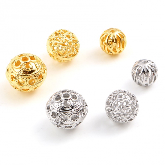 Picture of Brass Beads Multicolor Round Filigree 2 PCs                                                                                                                                                                                                                   