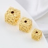 Picture of Brass Beads 18K Real Gold Plated Square Geometric 2 PCs