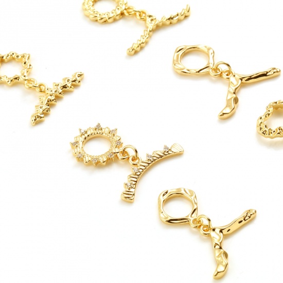 Picture of Brass Toggle Clasps 18K Real Gold Plated 1 Piece                                                                                                                                                                                                              