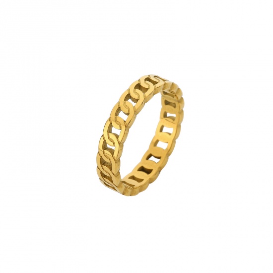 Picture of Eco-friendly Simple & Casual Ins Style 18K Gold Plated 304 Stainless Steel Unadjustable Rings For Women