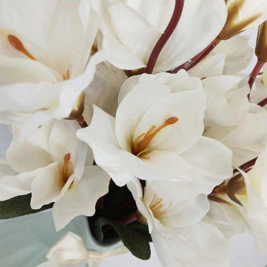 Image de Gris violet - Fleur d'orchidée artificielle en fausse soie 6 # pour la décoration de la maison de noce de 45 cm de long, 1 pièce