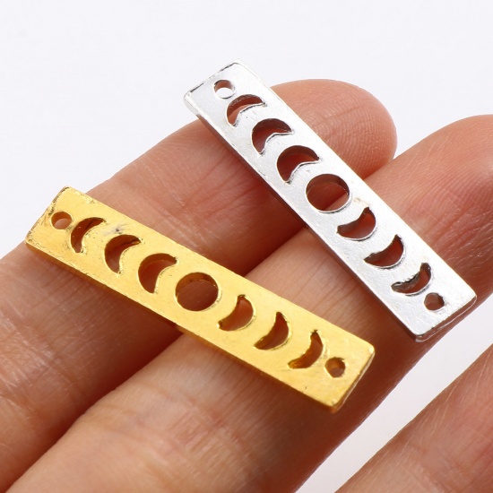 Picture of Zinc Based Alloy Galaxy Connectors Moon Phases Multicolor Rectangle 30mm x 6mm, 10 PCs