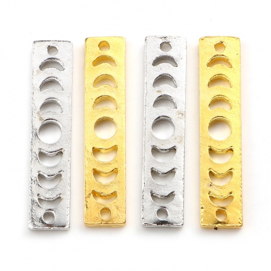 Picture of Zinc Based Alloy Galaxy Connectors Moon Phases Multicolor Rectangle 30mm x 6mm, 10 PCs