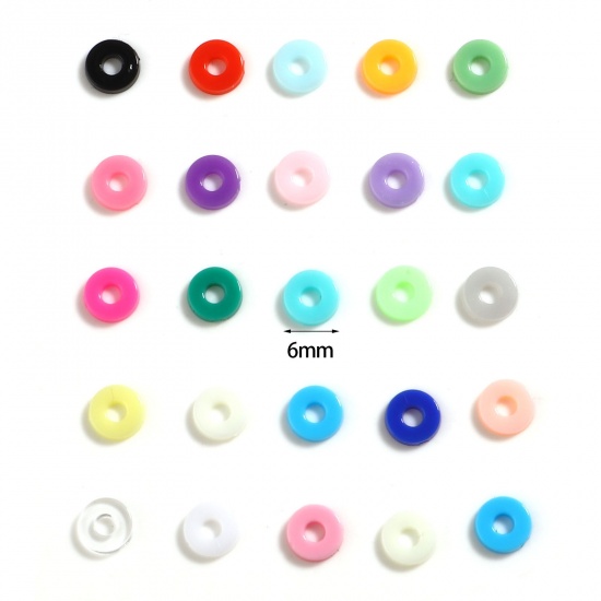 ABS ビーズ サークル形　円型　 多色 約 6mm 直径、 穴：約 2.1mm、 5000 個 の画像