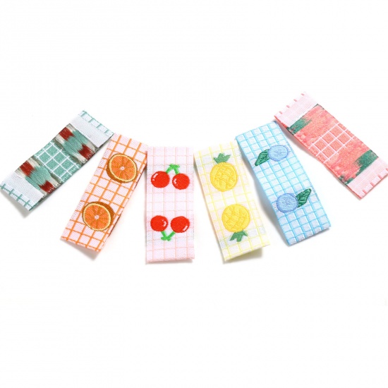 Picture of Polyester Label Tags Rectangle Multicolor FruitPattern 4cm x 1.5cm , 100 PCs