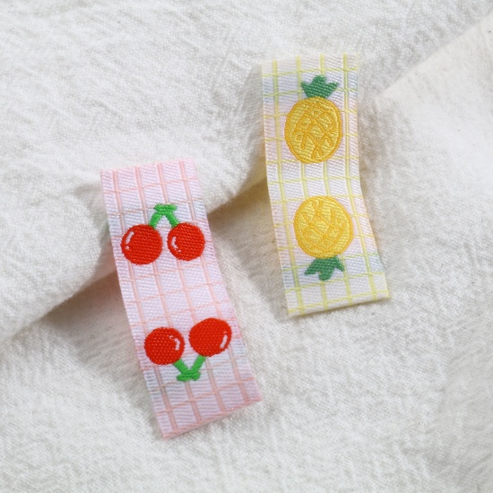 Picture of Polyester Label Tags Rectangle Multicolor FruitPattern 4cm x 1.5cm , 100 PCs