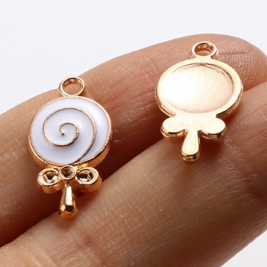 Picture of Zinc Based Alloy Charms Lollipop Gold Plated Multicolor Enamel 18mm x 10mm, 20 PCs