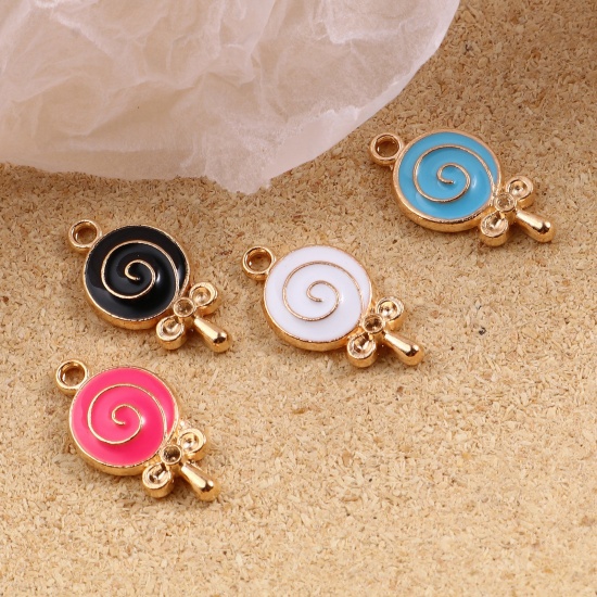 Picture of Zinc Based Alloy Charms Lollipop Gold Plated Multicolor Enamel 18mm x 10mm, 20 PCs