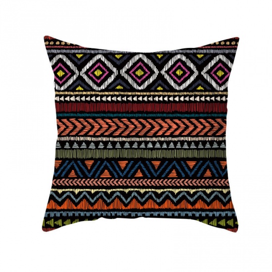 Immagine di Bohemian Style Retro Geometric Peach Skin Fabric Square Pillowcase Home Textile