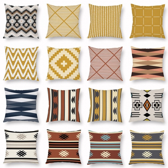 Immagine di Geometric Peach Skin Fabric Square Pillowcase Home Textile