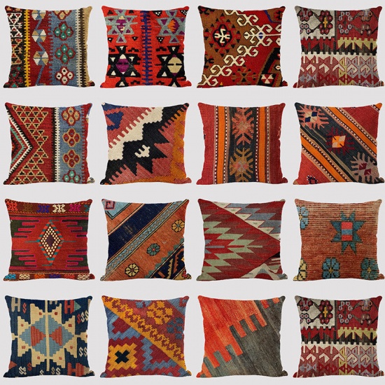Picture of Kilim Ethnic Style Flax Square Pillowcase Home Textile
