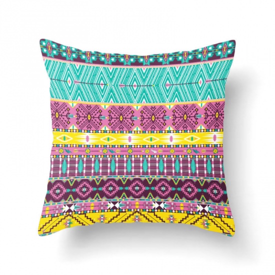 Immagine di Multicolor - 24# Bohemian Ethnic Style Short Plush Velvet Square Pillowcase Home Textile 45x45cm, 1 Piece