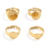 Immagine di Acciaio Inossidabile Aperto Regolabile Anello Oro Placcato Tondo Può Essere Incollato 17.3mm (taglia di US: 7), 1 Pz