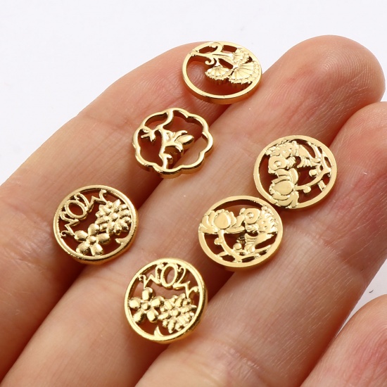 Picture of 201 Stainless Steel Jewelry Necklace Stud Earring Set Gold Plated Post/ Wire Size: (21 gauge), 1 Set ( 2 PCs/Set)