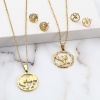 Picture of 201 Stainless Steel Jewelry Necklace Stud Earring Set Gold Plated Post/ Wire Size: (21 gauge), 1 Set ( 2 PCs/Set)