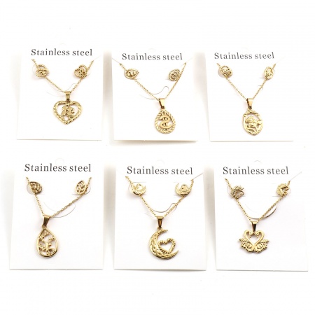 201 Acciaio Inossidabile Collana Orecchini Serie Oro Placcato Posta / Filo Dimensione: (21 misura), 1 Serie ( 2 Pz/Serie)