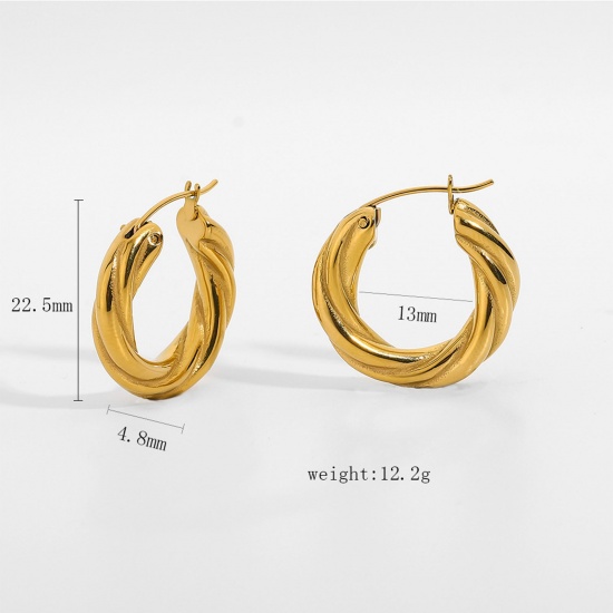 Picture of Eco-friendly Simple & Casual Ins Style 18K Real Gold Plated 304 Stainless Steel Spiral Hoop Earrings For Women