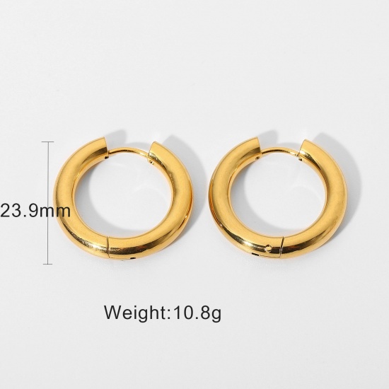 Picture of Eco-friendly Simple & Casual Exquisite 18K Real Gold Plated Multicolor 304 Stainless Steel Round Hoop Earrings For Women Party