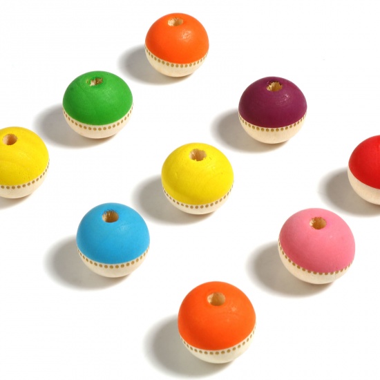 Immagine di Legno Separatori Perline Tondo Multicolore Circa: 19mm Dia, Foro: Circa 4.7mm, 20 Pz