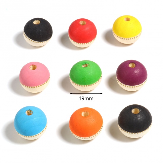Immagine di Legno Separatori Perline Tondo Multicolore Circa: 19mm Dia, Foro: Circa 4.7mm, 20 Pz