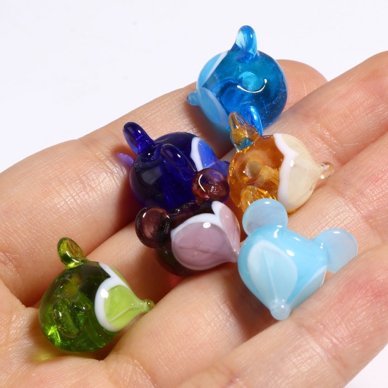 Picture of Lampwork Glass Beads Fox Animal Multicolor About 18mm x 12mm, Hole: Approx 2.2mm, 2 PCs
