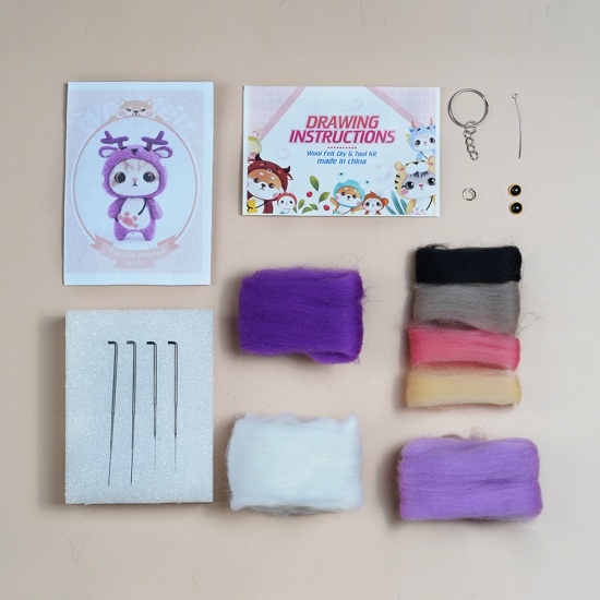 Picture of Wool Neddle Felting Wool Felt Tools Craft Accessories Cat Animal Animal Multicolor 7.5cm - 6.5cm, 1 Set