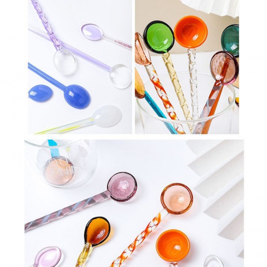 Immagine di High Temperature Resistance Borosilicate Glass Cute Colorful Mixing Spoon Flatware Cutlery Tableware