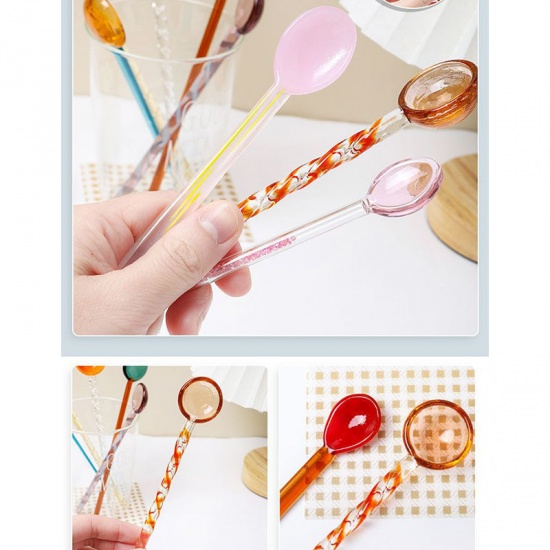 Immagine di High Temperature Resistance Borosilicate Glass Cute Colorful Mixing Spoon Flatware Cutlery Tableware