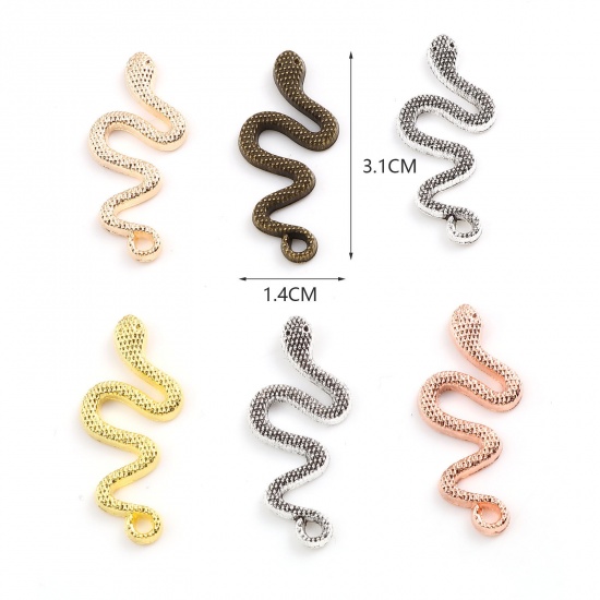 Immagine di Lega di Zinco Ciondoli Serpente Multicolore 31mm x 14mm , 20 Pz
