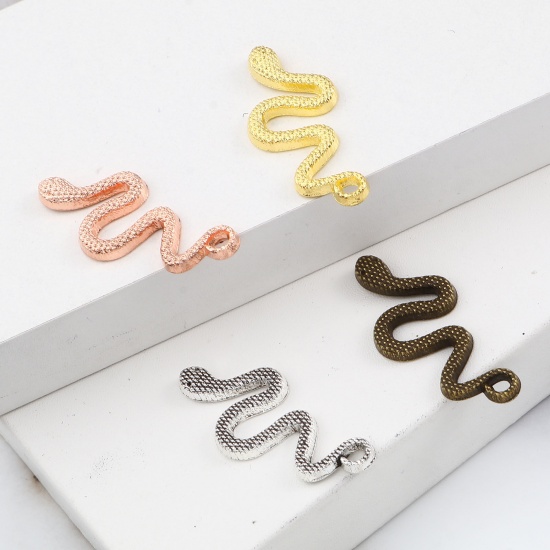 Picture of Zinc Based Alloy Pendants Snake Animal Multicolor 31mm x 14mm, 20 PCs