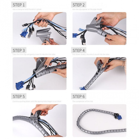 Picture of Plastic Flexible Cable Cord Protector Tubing Organizer Covered