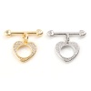 Picture of Brass Toggle Clasps Multicolor Heart Micro Pave Clear Rhinestone 20mm x 20mm, 1 Piece