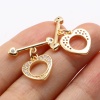 Picture of Brass Toggle Clasps Multicolor Heart Micro Pave Clear Rhinestone 20mm x 20mm, 1 Piece