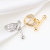 Picture of Brass Toggle Clasps Multicolor Heart Micro Pave Clear Rhinestone 20mm x 20mm, 1 Piece