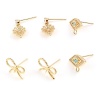 Picture of Brass Ear Post Stud Earrings 18K Real Gold Plated Post/ Wire Size: 0.7mm, 2 PCs