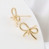 Picture of Brass Ear Post Stud Earrings 18K Real Gold Plated Post/ Wire Size: 0.7mm, 2 PCs