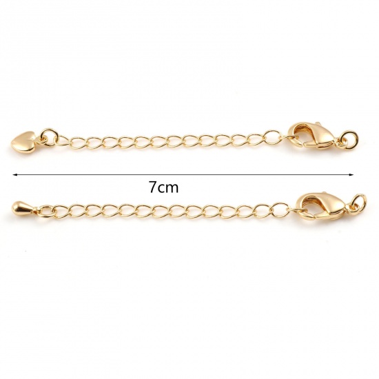 Image de Chaînes d'Extension en Laiton Plaqué Or Véritable 18K 7cm long, 2 Pièces