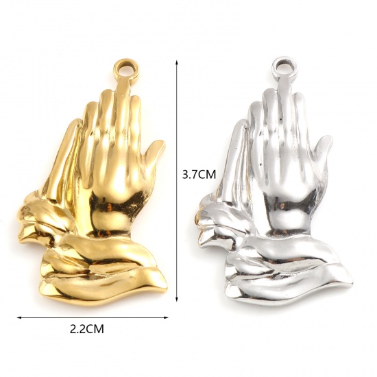 Image de Pendentifs en Acier Inoxydable Religieux Geste de la Main Multicolore 37mm x 22mm , 1 Pièce